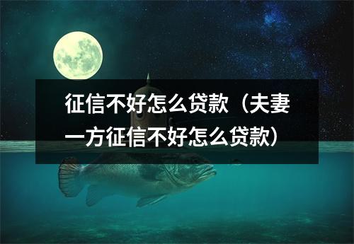 征信不好怎么贷款(夫妻一方征信不好怎么贷款)
