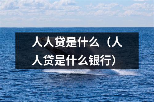 人人贷是什么（人人贷是什么银行）