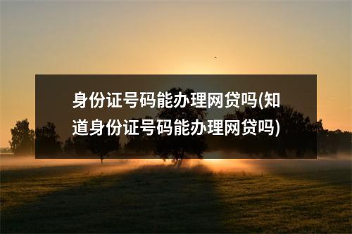 身份证号码能办理网贷吗(知道身份证号码能办理网贷吗)
