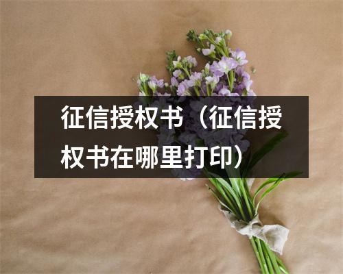 征信授权书(征信授权书在哪里打印)