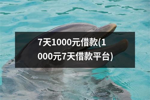 7天1000元借款(1000元7天借款平台)