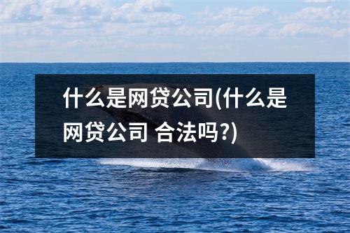 什么是网贷公司(什么是网贷公司 合法吗?)