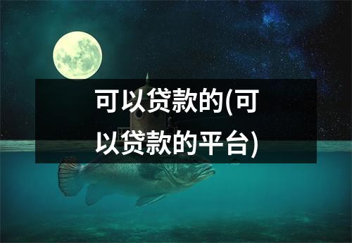 可以贷款的(可以贷款的平台)