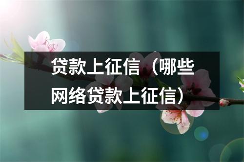 贷款上征信（哪些网络贷款上征信）