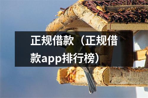 正规借款（正规借款app排行榜）