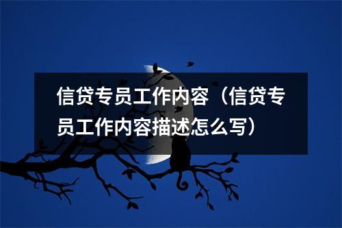 信贷专员工作内容(信贷专员工作内容描述怎么写)