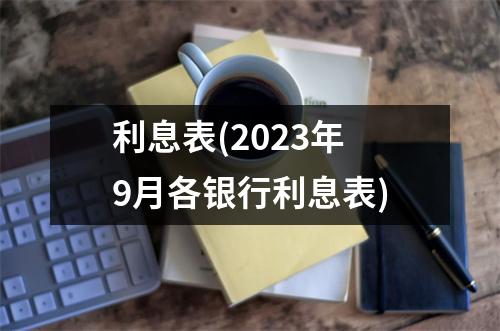 利息表(2023年9月各银行利息表)