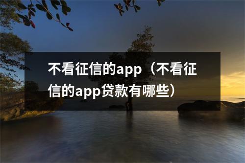 不看征信的app（不看征信的app贷款有哪些）
