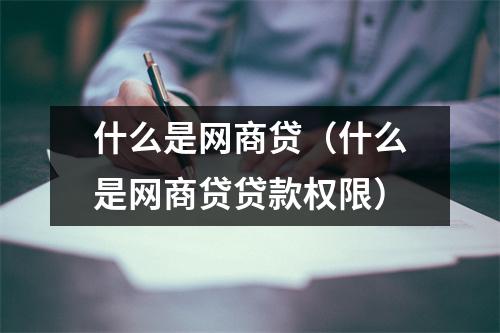 什么是网商贷(什么是网商贷贷款权限)