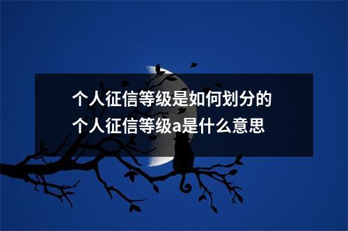 个人征信等级是如何划分的 个人征信等级a是什么意思