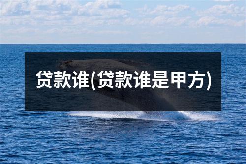 贷款谁(贷款谁是甲方)