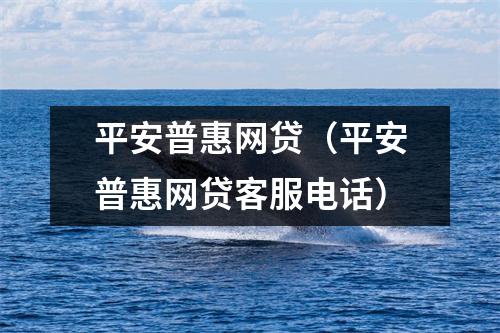 平安普惠网贷（平安普惠网贷客服电话）