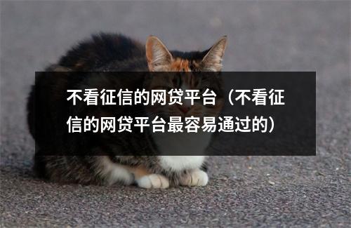 不看征信的网贷平台（不看征信的网贷平台最容易通过的）