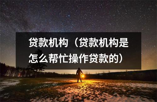 贷款机构(贷款机构是怎么帮忙操作贷款的)