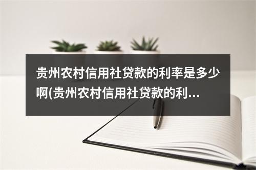 贵州农村信用社贷款的利率是多少啊(贵州农村信用社贷款的利率是多少钱)