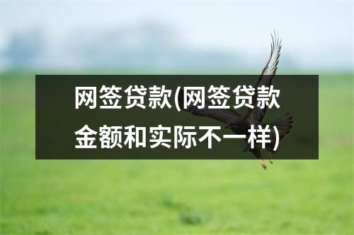 网签贷款(网签贷款金额和实际不一样)