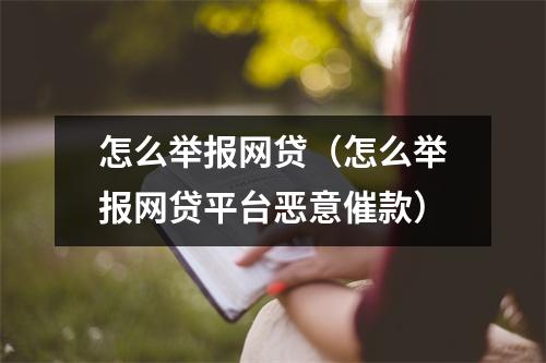 怎么举报网贷（怎么举报网贷平台恶意催款）