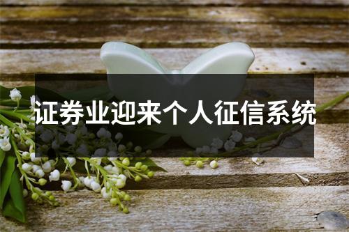 证券业迎来个人征信系统