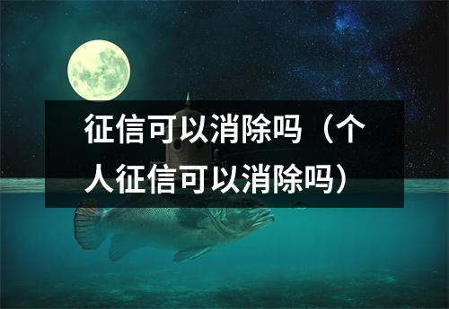 征信可以消除吗（个人征信可以消除吗）