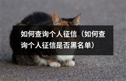如何查询个人征信（如何查询个人征信是否黑名单）