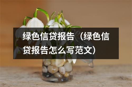 绿色信贷报告（绿色信贷报告怎么写范文）