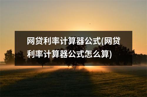 网贷利率计算器公式(网贷利率计算器公式怎么算)