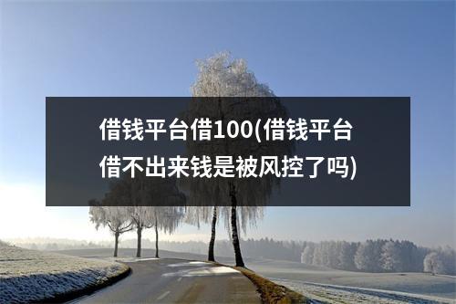 借钱平台借100(借钱平台借不出来钱是被风控了吗)