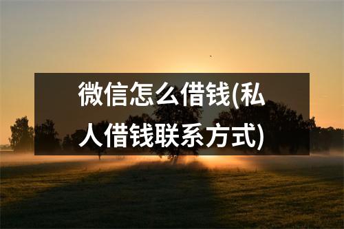 微信怎么借钱(私人借钱联系方式)