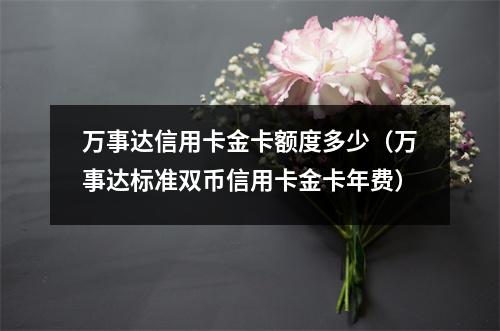万事达信用卡金卡额度多少（万事达标准双币信用卡金卡年费）