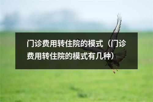 门诊费用转住院的模式（门诊费用转住院的模式有几种）