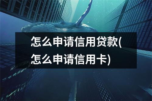 怎么申请信用贷款(怎么申请信用卡)