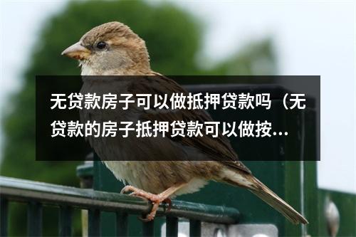 无贷款房子可以做抵押贷款吗(无贷款的房子抵押贷款可以做按揭吗)