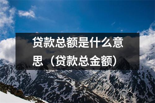 贷款总额是什么意思（贷款总金额）