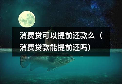 消费贷可以提前还款么(消费贷款能提前还吗)