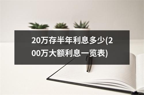 20万存半年利息多少(200万大额利息一览表)