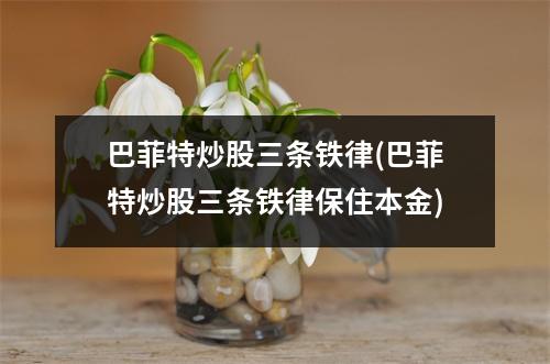 巴菲特炒股三条铁律(巴菲特炒股三条铁律保住本金)