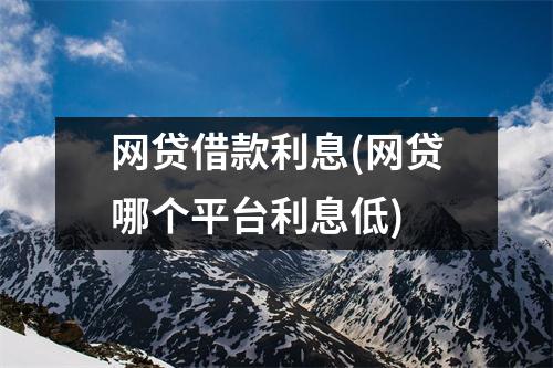 网贷借款利息(网贷哪个平台利息低)
