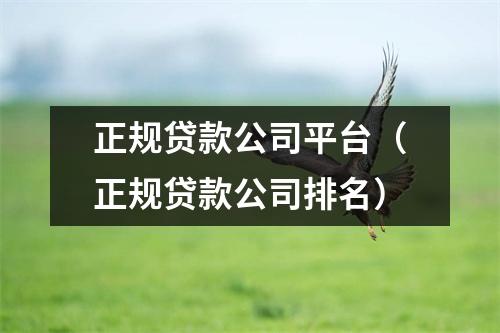 正规贷款公司平台(正规贷款公司排名)