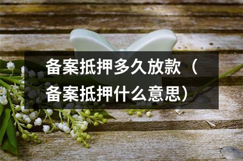 备案抵押多久放款（备案抵押什么意思）