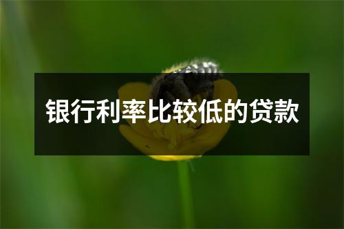 银行利率比较低的贷款