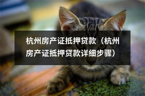 杭州房产证抵押贷款(杭州房产证抵押贷款详细步骤)