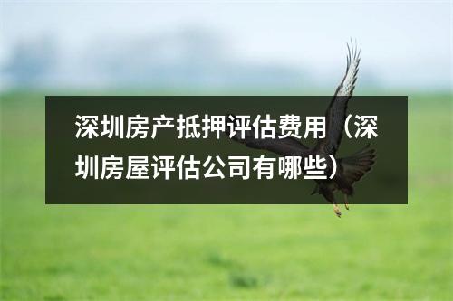 深圳房产抵押评估费用（深圳房屋评估公司有哪些）