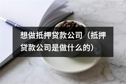 想做抵押贷款公司（抵押贷款公司是做什么的）