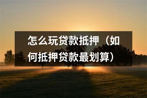 怎么玩贷款抵押（如何抵押贷款最划算）