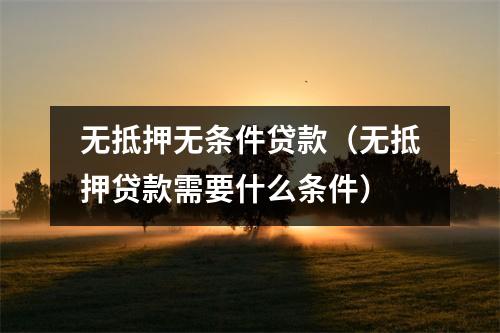 无抵押无条件贷款（无抵押贷款需要什么条件）
