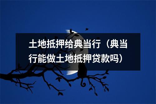 土地抵押给典当行（典当行能做土地抵押贷款吗）