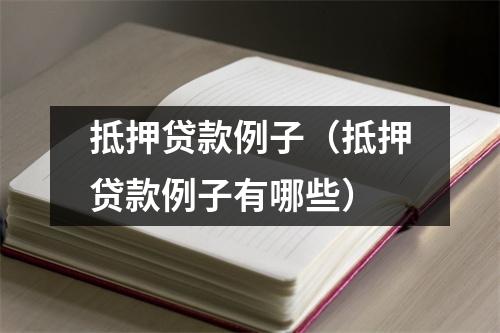 抵押贷款例子（抵押贷款例子有哪些）
