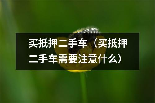 买抵押二手车（买抵押二手车需要注意什么）