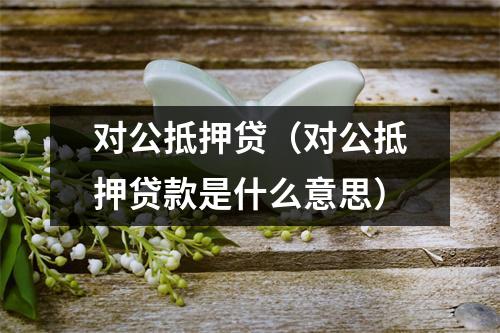对公抵押贷（对公抵押贷款是什么意思）