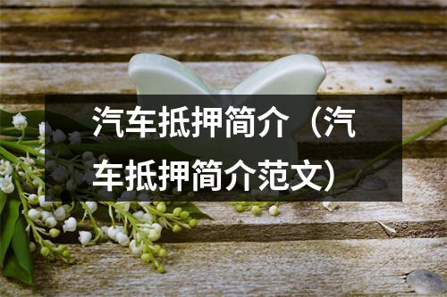 汽车抵押简介（汽车抵押简介范文）
